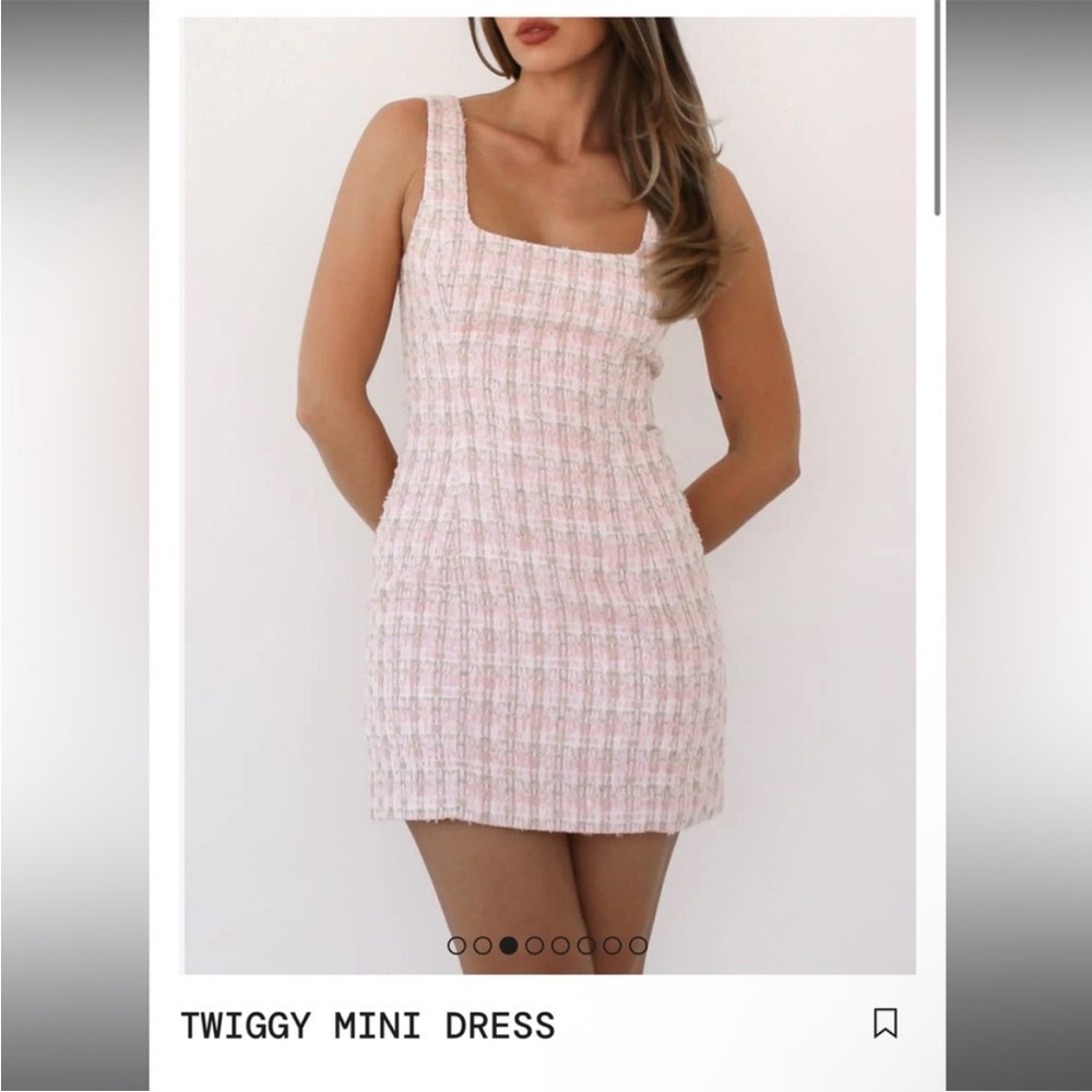 Rumored Blush Tweed Mini Dress